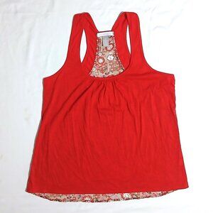 Weavers Girl Boho Chic Racerback Tank Top Floral Back Juniors Large